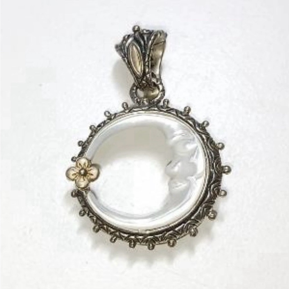Barbara Bixby Pendant 925 Silver 18k Gold Mother of Pearl Crescent
Moon Lot 260